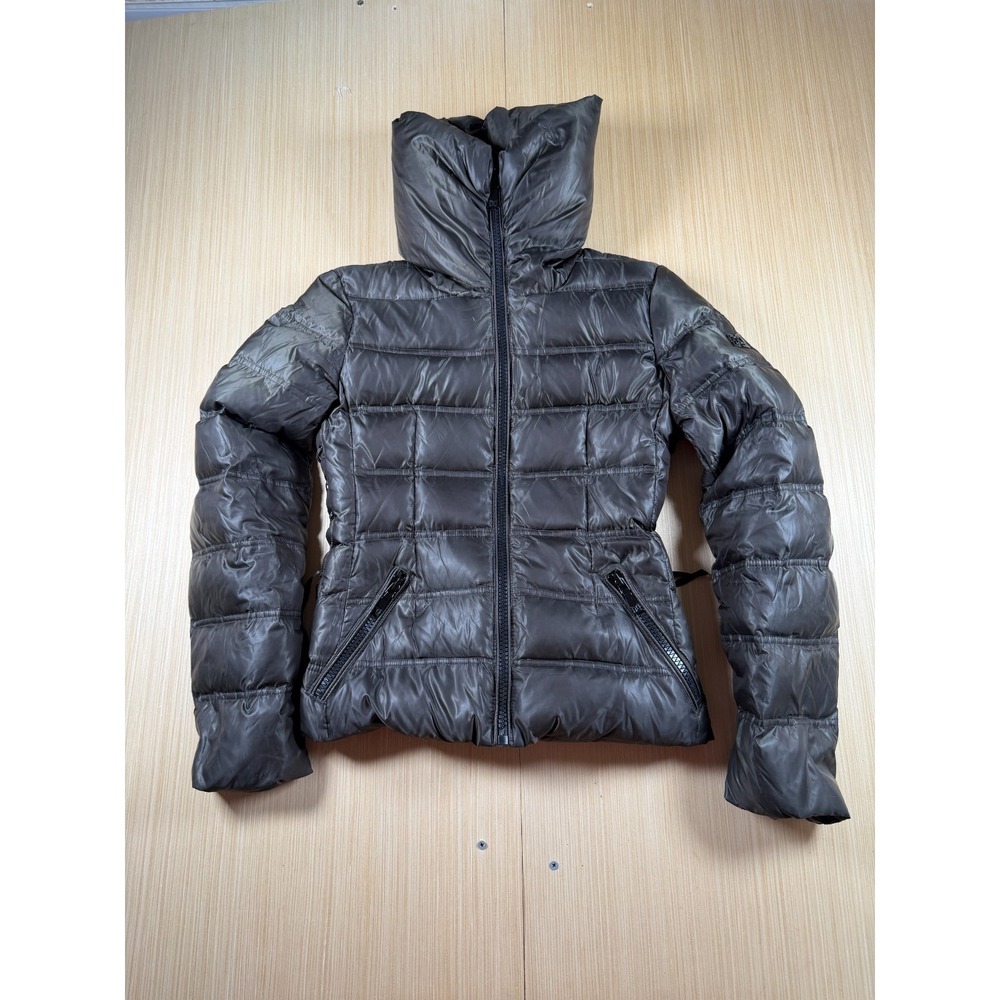 Dawn‎ Levy Freestyle Shaped Down Puffer Jacket Womens S Dark Brown Lace Up Sides